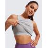 imageCRZ YOGA Butterluxe High Neck Tank Tops for Women  Racerback Workout Padded Yoga Athletic Camisole with Built in BraGull Gray