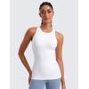 imageCRZ YOGA Butterluxe High Neck Tank Tops for Women  Racerback Workout Padded Yoga Athletic Camisole with Built in BraWhite
