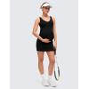 imageCRZ YOGA Butterluxe Maternity V Neck Mini Dress Linerless  Ruched Tennis Athletic Casual Pregnancy Womens Bodycon SummerBlack