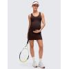 imageCRZ YOGA Butterluxe Maternity V Neck Mini Dress Linerless  Ruched Tennis Athletic Casual Pregnancy Womens Bodycon SummerHot Fudge Brown
