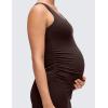 imageCRZ YOGA Butterluxe Maternity V Neck Mini Dress Linerless  Ruched Tennis Athletic Casual Pregnancy Womens Bodycon SummerHot Fudge Brown