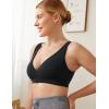 imageCRZ YOGA Butterluxe Maternity V Neck Nursing Bras  Wireless Sleep Breastfeeding Lounge Womens Pregnancy Bralette ComfyBlack
