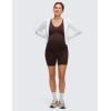 imageCRZ YOGA Butterluxe Maternity V Neck Workout Romper  Casual Sleeveless Shorts Jumpsuit Pregnancy Womens One Piece BodysuitHot Fudge Brown