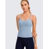 imageCRZ YOGA Butterluxe Racerback Tank Tops for Women  Scoop Neck Spaghetti Strap Padded Workout Camisole with Built in BraCambric Blue