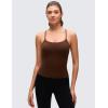 imageCRZ YOGA Butterluxe Racerback Tank Tops for Women  Scoop Neck Spaghetti Strap Padded Workout Camisole with Built in BraLava Brown