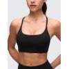 imageCRZ YOGA Butterluxe Twist Cross Back Sports Bras for Women  U Neck Padded Adjustable Spaghetti Straps Yoga TopBlack