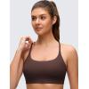 imageCRZ YOGA Butterluxe Twist Cross Back Sports Bras for Women  U Neck Padded Adjustable Spaghetti Straps Yoga TopHot Fudge Brown
