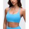 imageCRZ YOGA Butterluxe Twist Cross Back Sports Bras for Women  U Neck Padded Adjustable Spaghetti Straps Yoga TopKayak Blue