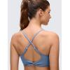 imageCRZ YOGA Butterluxe Twist Cross Back Sports Bras for Women  U Neck Padded Adjustable Spaghetti Straps Yoga TopWashed Denim