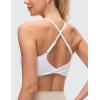 imageCRZ YOGA Butterluxe Twist Cross Back Sports Bras for Women  U Neck Padded Adjustable Spaghetti Straps Yoga TopWhite