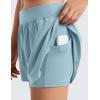 imageCRZ YOGA Girls FeatheryFit Soft 2 in 1 Dolphin Athletic Shorts  Tennis Soccer Running Casual Liner Pockets Kids TeenLight Grayish Blue