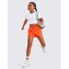 imageCRZ YOGA Girls FeatheryFit Soft 2 in 1 Dolphin Athletic Shorts  Tennis Soccer Running Casual Liner Pockets Kids TeenNeon Orange
