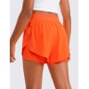 imageCRZ YOGA Girls FeatheryFit Soft 2 in 1 Dolphin Athletic Shorts  Tennis Soccer Running Casual Liner Pockets Kids TeenNeon Orange