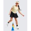 imageCRZ YOGA Girls FeatheryFit Soft Athletic Pleated Skirts  Tennis School Casual Skorts with Pockets Liner Kids TeenBlack