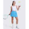 imageCRZ YOGA Girls FeatheryFit Soft Athletic Pleated Skirts  Tennis School Casual Skorts with Pockets Liner Kids TeenKayak Blue