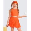 imageCRZ YOGA Girls FeatheryFit Soft Athletic Pleated Skirts  Tennis School Casual Skorts with Pockets Liner Kids TeenNeon Orange