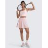 imageCRZ YOGA High ShirredWaisted Tennis Skirts for Women  Mini Lined Golf Casual Athletic Flowy Skorts with PocketsStrawberry Pink
