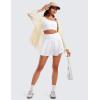 imageCRZ YOGA High ShirredWaisted Tennis Skirts for Women  Mini Lined Golf Casual Athletic Flowy Skorts with PocketsWhite