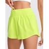 imageCRZ YOGA High Waisted Running Shorts for Women 25  Mesh Liner Quick Dry for Workout Sport Athletic with Zipper PocketNeon Yellow
