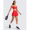 imageCRZ YOGA Lightweight Drapey Side Slit Tennis Skirts for Women  High Waisted Mini Flowy Lined Golf Skort with PocketsDeep Red