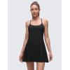 imageCRZ YOGA Lightweight Drapey Spagheii Straps Tennis Dress for Women  Mini Flowy Golf Outfits with Bras and Short LinerBlack