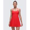 imageCRZ YOGA Lightweight Drapey Spagheii Straps Tennis Dress for Women  Mini Flowy Golf Outfits with Bras and Short LinerDeep Red