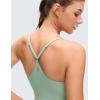 imageCRZ YOGA Lightweight Drapey Spagheii Straps Tennis Dress for Women  Mini Flowy Golf Outfits with Bras and Short LinerGreen Palm Court