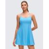 imageCRZ YOGA Lightweight Drapey Spagheii Straps Tennis Dress for Women  Mini Flowy Golf Outfits with Bras and Short LinerKayak Blue