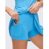 imageCRZ YOGA Lightweight Drapey Spagheii Straps Tennis Dress for Women  Mini Flowy Golf Outfits with Bras and Short LinerKayak Blue