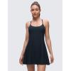 imageCRZ YOGA Lightweight Drapey Spagheii Straps Tennis Dress for Women  Mini Flowy Golf Outfits with Bras and Short LinerTrue Navy