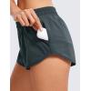 imageCRZ YOGA Low Waisted Running Shorts for Women 25  Mesh Liner Quick Dry for Workout Sport Athletic with Zipper PocketMelanite