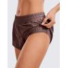 imageCRZ YOGA Low Waisted Running Shorts for Women 25  Mesh Liner Quick Dry for Workout Sport Athletic with Zipper PocketTaupe