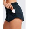 imageCRZ YOGA Low Waisted Running Shorts for Women 25  Mesh Liner Quick Dry for Workout Sport Athletic with Zipper PocketTrue Navy
