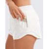 imageCRZ YOGA Low Waisted Running Shorts for Women 25  Mesh Liner Quick Dry for Workout Sport Athletic with Zipper PocketWhite