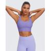 imageCRZ YOGA Naked Feeling Strappy Longline Sports Bras for Women  Medium Impact Criss Cross Yoga Padded Workout Crop TopDark Lavender Purple