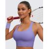 imageCRZ YOGA Naked Feeling Strappy Longline Sports Bras for Women  Medium Impact Criss Cross Yoga Padded Workout Crop TopDark Lavender Purple