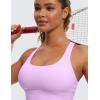 imageCRZ YOGA Naked Feeling Strappy Longline Sports Bras for Women  Medium Impact Criss Cross Yoga Padded Workout Crop TopLilac