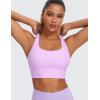 imageCRZ YOGA Naked Feeling Strappy Longline Sports Bras for Women  Medium Impact Criss Cross Yoga Padded Workout Crop TopLilac