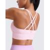 imageCRZ YOGA Naked Feeling Strappy Longline Sports Bras for Women  Medium Impact Criss Cross Yoga Padded Workout Crop TopStrawberry Pink