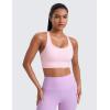 imageCRZ YOGA Naked Feeling Strappy Longline Sports Bras for Women  Medium Impact Criss Cross Yoga Padded Workout Crop TopStrawberry Pink