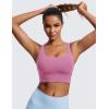 imageCRZ YOGA Naked Feeling Strappy Longline Sports Bras for Women  Medium Impact Criss Cross Yoga Padded Workout Crop TopVelvet Dust
