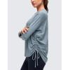 imageCRZ YOGA Pima Cotton Side Ruched Shirts for Women  Casual Workout Yoga Long Sleeve Tops Loose Crewneck Soft Comfort TShirtsBelgian Blue