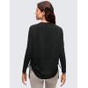 imageCRZ YOGA Pima Cotton Side Ruched Shirts for Women  Casual Workout Yoga Long Sleeve Tops Loose Crewneck Soft Comfort TShirtsBlack