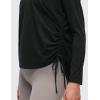 imageCRZ YOGA Pima Cotton Side Ruched Shirts for Women  Casual Workout Yoga Long Sleeve Tops Loose Crewneck Soft Comfort TShirtsBlack