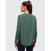 imageCRZ YOGA Pima Cotton Side Ruched Shirts for Women  Casual Workout Yoga Long Sleeve Tops Loose Crewneck Soft Comfort TShirtsGraphite Green