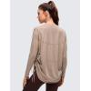 imageCRZ YOGA Pima Cotton Side Ruched Shirts for Women  Casual Workout Yoga Long Sleeve Tops Loose Crewneck Soft Comfort TShirtsMortar Color