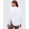 imageCRZ YOGA Pima Cotton Side Ruched Shirts for Women  Casual Workout Yoga Long Sleeve Tops Loose Crewneck Soft Comfort TShirtsWhite