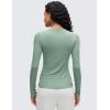 imageCRZ YOGA Ribbed Modal Henley Shirts for Women  Comfort Casual Knit Long Sleeve Tops Soft Stretchy Basic Fitted LayeringGreen Palm Court