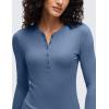 imageCRZ YOGA Ribbed Modal Henley Shirts for Women  Comfort Casual Knit Long Sleeve Tops Soft Stretchy Basic Fitted LayeringOasis Blue