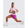 imageCRZ YOGA Seamless Workout Tops for Women Waist Length  Running Gym Athletic Yoga Short Sleeve Shirts Breathable CrewneckStrawberry Pink